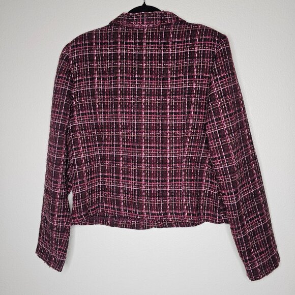 Y2k Vintage Xhilaration Pink Purple Tweed 2 Button Blazer Jacket Lightweight - Picture 5 of 5